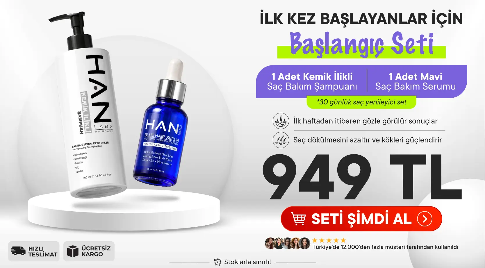 HAN LABS Başlangıç Seti 1 şampuan ve 1 serum paketi